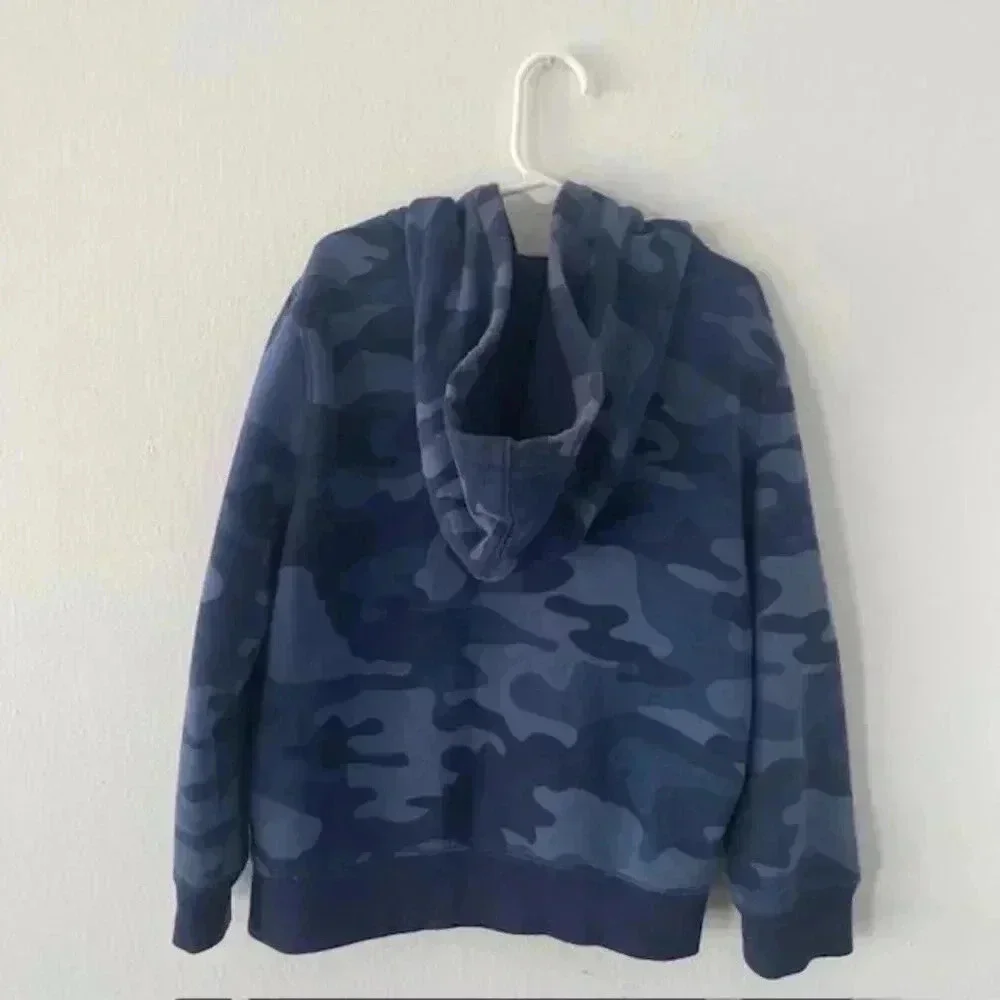 GAP Boys' Logo Hoodie Full Zip Sweatshirt (Size Small Youth) - Blue Camouflage